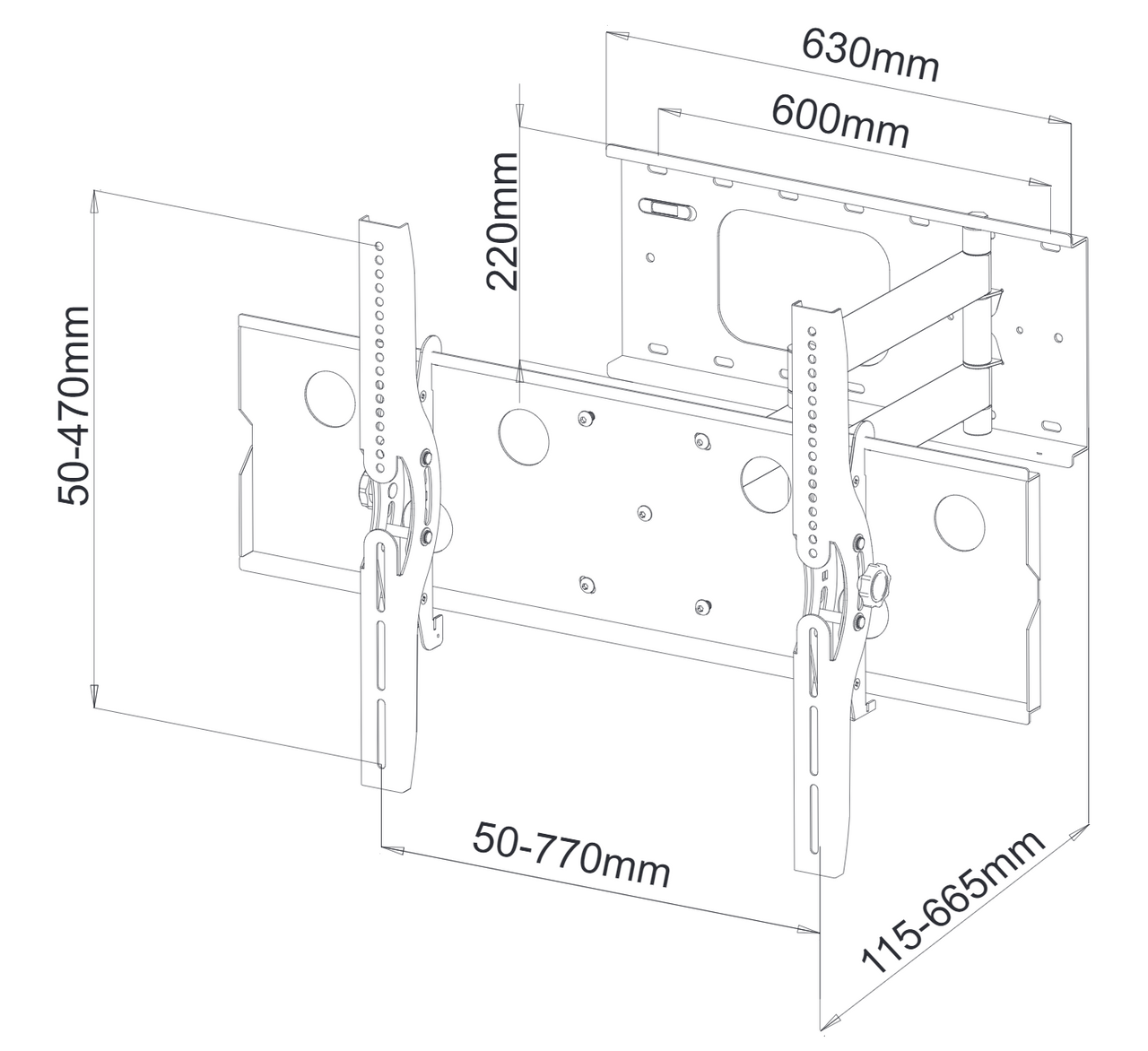 Digitek 32" - 60" Tilt, Swivel and Reach Universal LCD Bracket - 80KG 22PLB109B