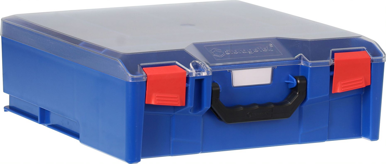 StorageTek Case Large Clear PC Lid c/w dividers-Blue 33STLC-BL