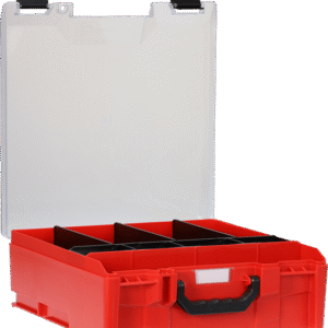 StorageTek Case Large Clear PC Lid c/w dividers-Red with Black Clasps 33STLC-RD