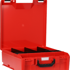 StorageTek Case Large ABS Lid c/w dividers-Red with Black Clasps 33STL-RD