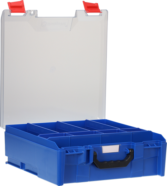 StorageTek Case Large Clear PC Lid c/w dividers-Blue 33STLC-BL