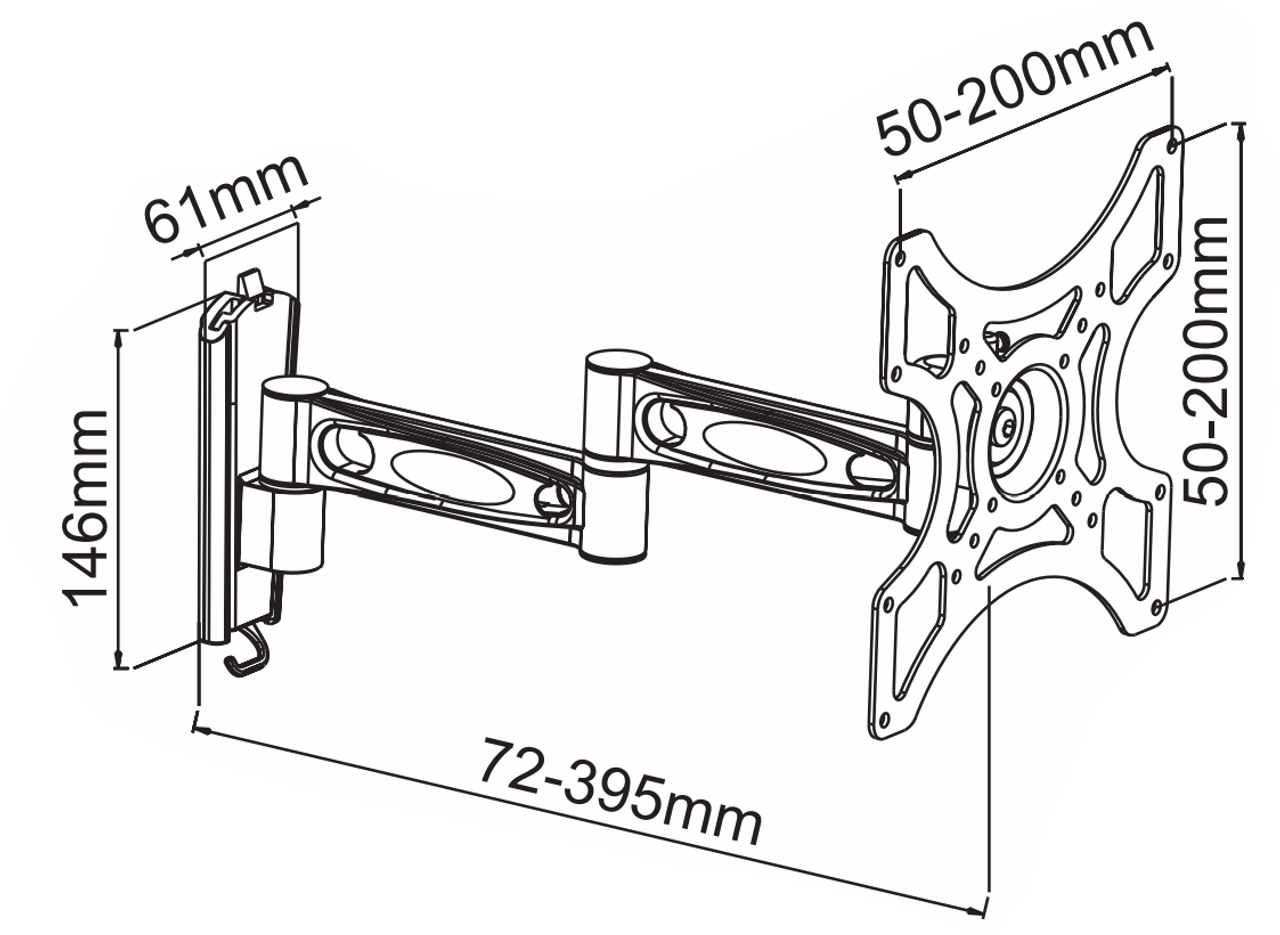 Digitek 23" - 42" Tilt, Swivel and Reach Universal LCD Bracket - 25KG 22PB510