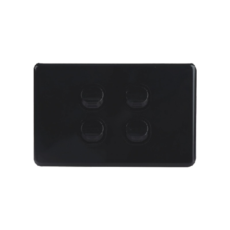 AVOL AVOL Power Point 4 Gang Single Pole | 250VAC 10A | Black | Horizontal ESW154B