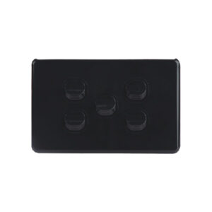 AVOL AVOL Power Point 5 Gang Single Pole | 250VAC 10A | Black | Horizontal ESW155B