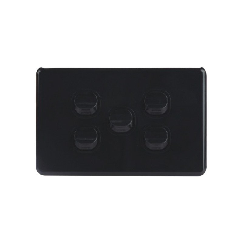 AVOL AVOL Power Point 5 Gang Single Pole | 250VAC 10A | Black | Horizontal ESW155B