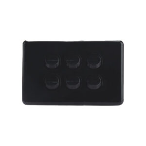 AVOL AVOL Power Point 6 Gang Single Pole | 250VAC 10A | Black | Horizontal ESW156B