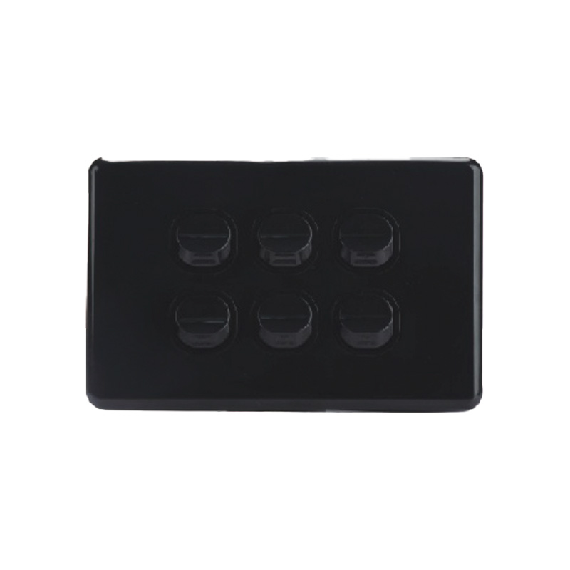AVOL AVOL Power Point 6 Gang Single Pole | 250VAC 10A | Black | Horizontal ESW156B