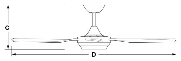 Fantech CAVALIER 4 BLADE DC CEILING FAN CAV48BKLED