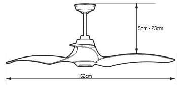 Fantech 1500mm (60") HUNTER STRINGRAY 3 Blade Commercial Ceiling Sweep Fan HUNTER-SR60BK