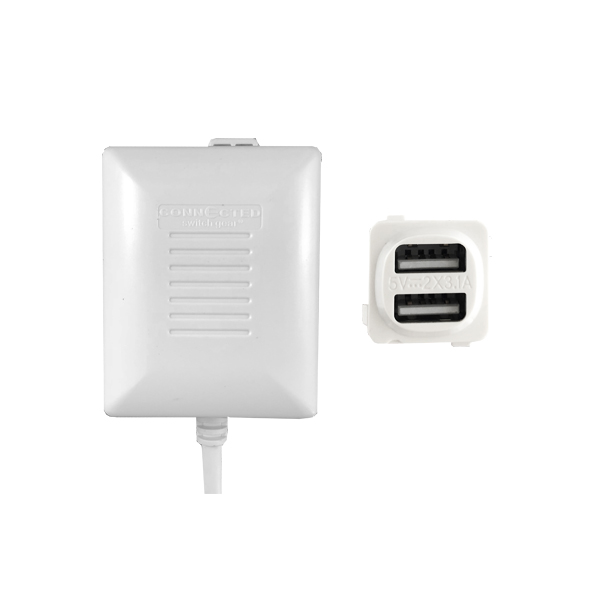 Connected Switchgear Dual USB Charger Fast Charge - White CS-MUSB31R