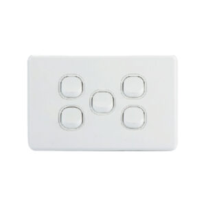 AVOL AVOL 5 Gang Light Switch 10A | White | Horizontal ESW145