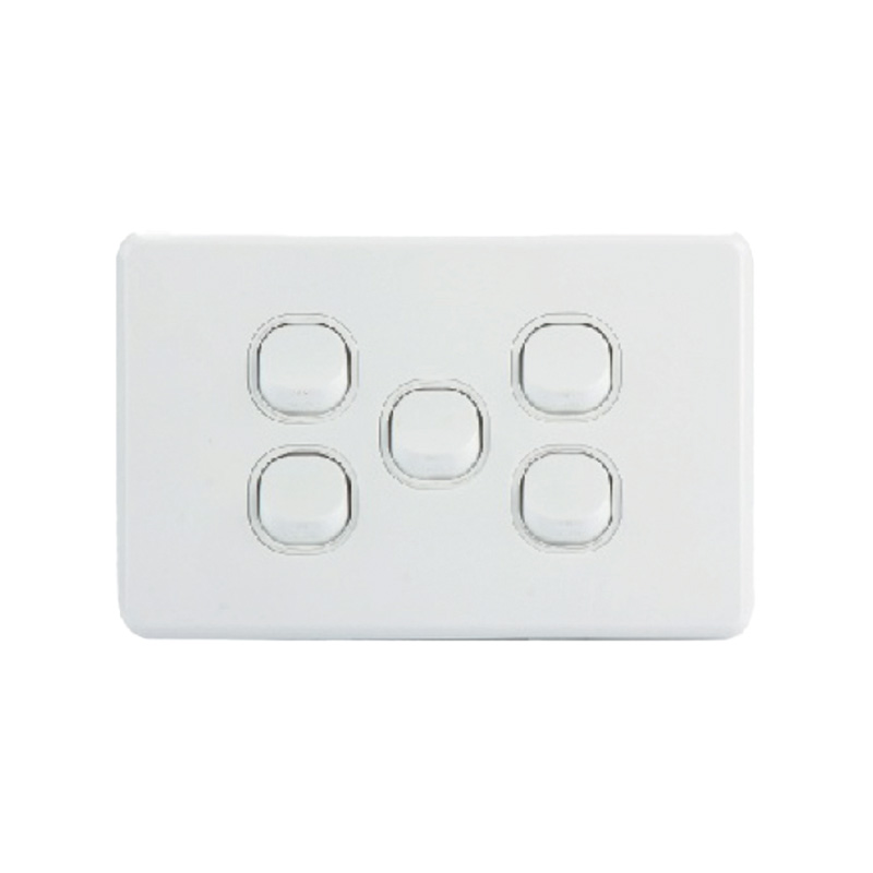 AVOL AVOL 5 Gang Light Switch 10A | White | Horizontal ESW145