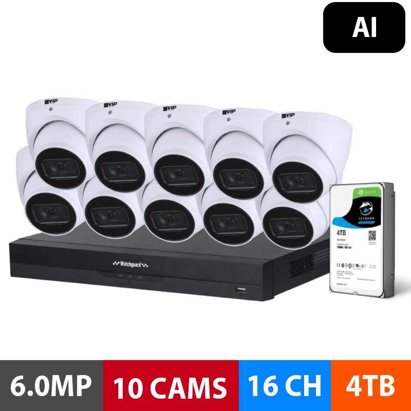 Watchguard G-Series: 10 Camera 6.0MP AI Surveillance Kit (4TB) NVRKIT-G1664-10C