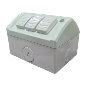 AVOL IP53 Weather Protected Double Power Point with Extra Switch 10A WGPO2X