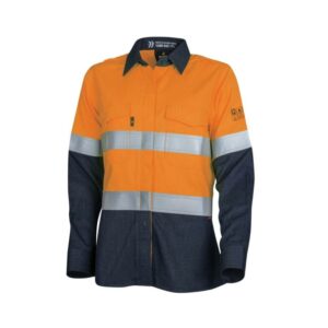 Women's Arc flash Orange Navy D/N Shirt HRC2 Size 10 8.6cal/cm2 - Bool Parvotex ARC-SHIRT2-P-ON-W-10