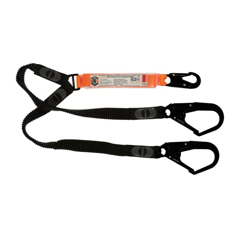 Double Leg Lanyard with Absorber 1.85m Snap Hook and Scaffold Hook - Linq LANYARD-L-WLE2SNSD