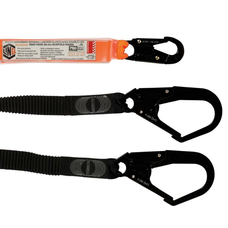 Double Leg Lanyard with Absorber 1.85m Snap Hook and Scaffold Hook - Linq LANYARD-L-WLE2SNSD