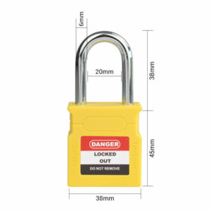 Yellow KD Padlock Chrome Plated Steel Shank 38mm - Volt Safety LOCKOUT-LOCK-SY-KD