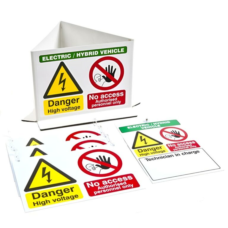 EV and Hybrid Warning Sign Kit 5 Pieces - Volt Safety SIGN-EV-P-KIT