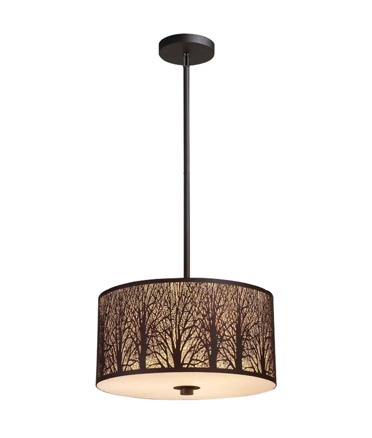 CLA AUTUMN: Large Drum Aged Bronze with Amber Lining Pendant Light