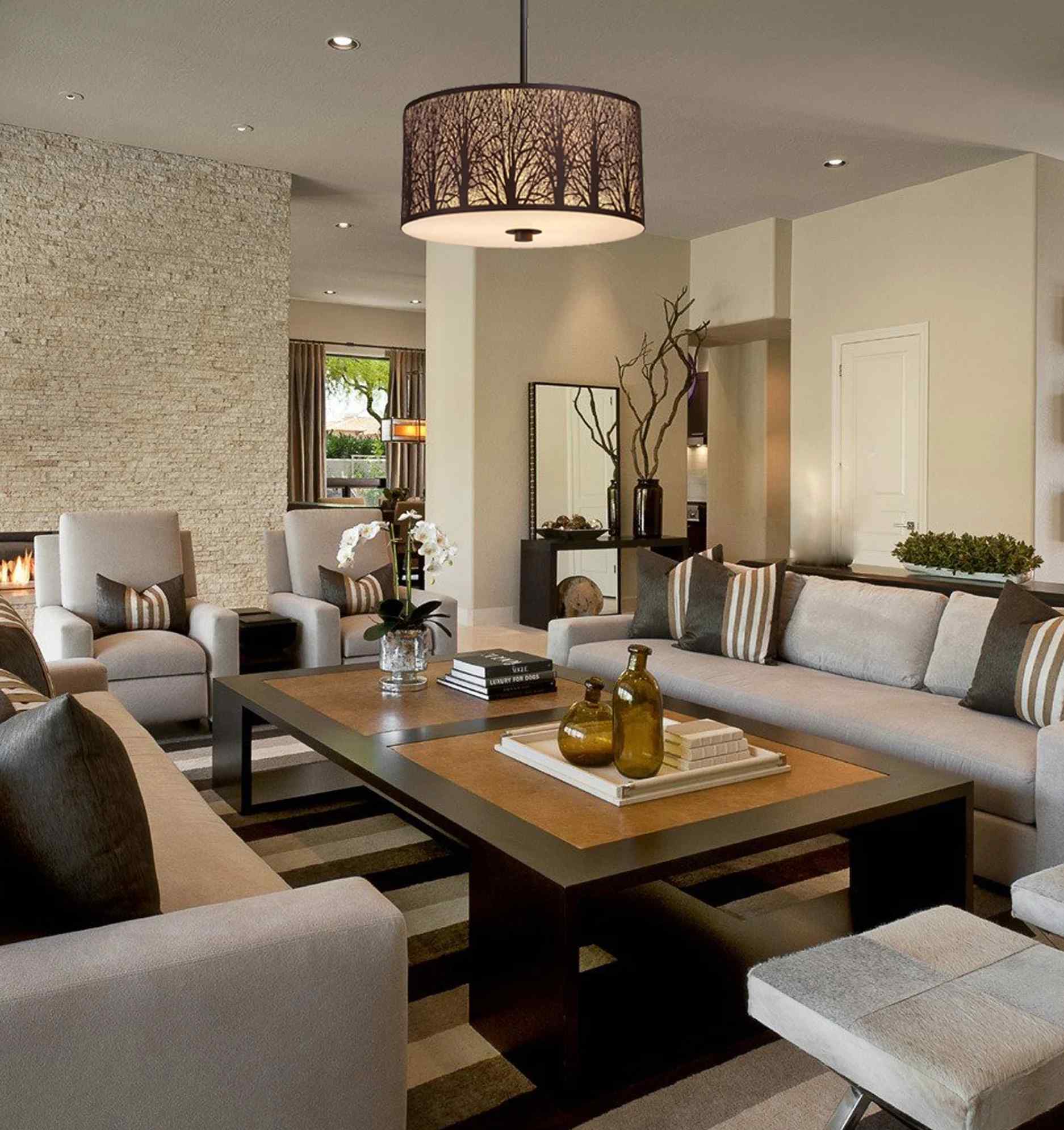 CLA AUTUMN: Large Drum Aged Bronze with Amber Lining Pendant Light