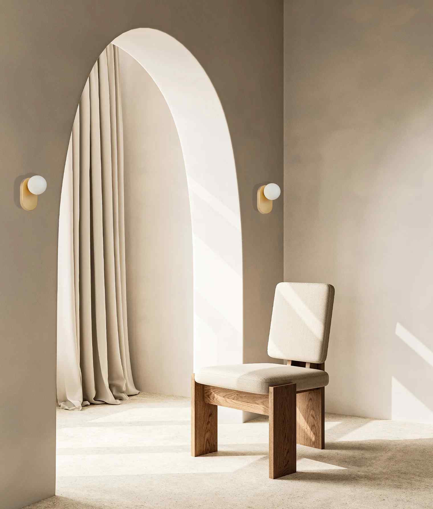 CLA BALLE: Interior Round Opal Diffuser with Oblong Base Wall Lights