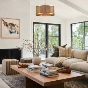 CLA BARRIQUE: Retro Interior Large Drum Wood Pendant Lights