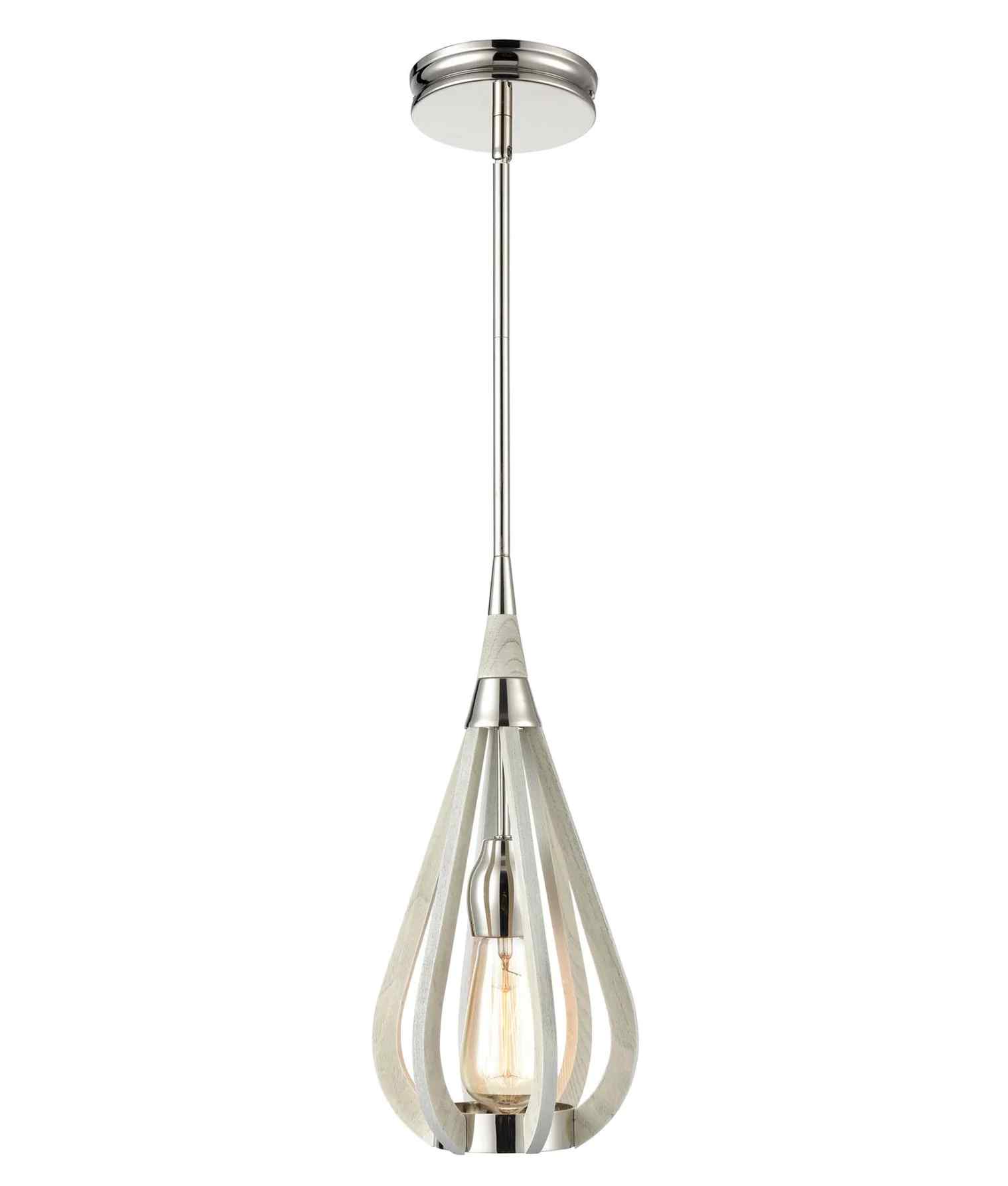 CLA BONITO: Rustic Small Taupe / Winter Moss Wood Tear Drop Pendant Light