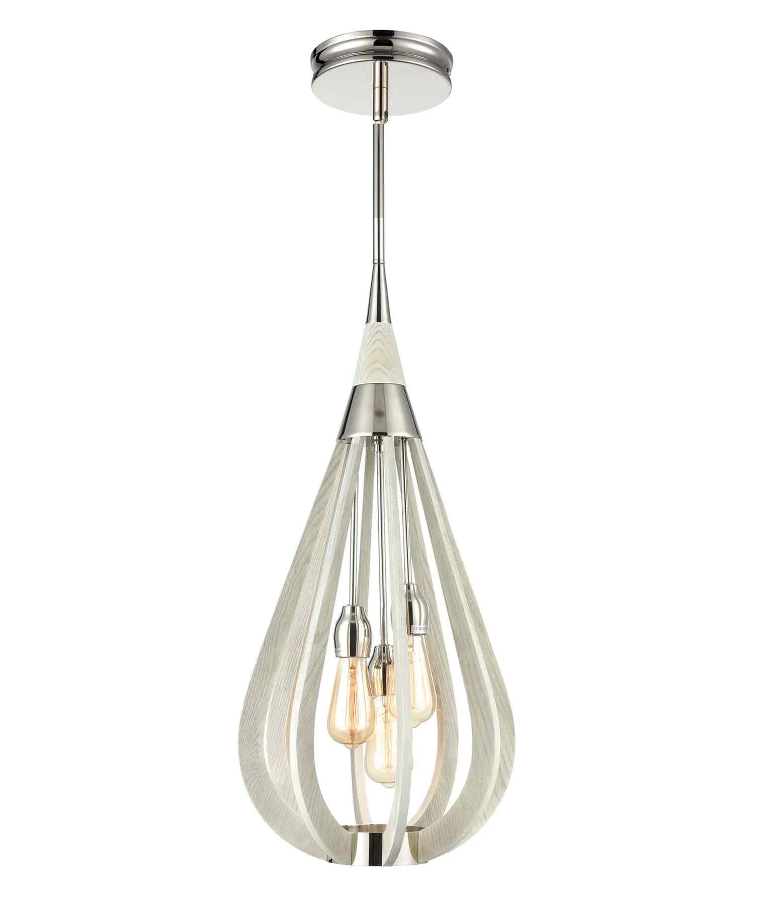 CLA BONITO: Rustic Medium Taupe / Winter Moss Wood Tear Drop Pendant Light