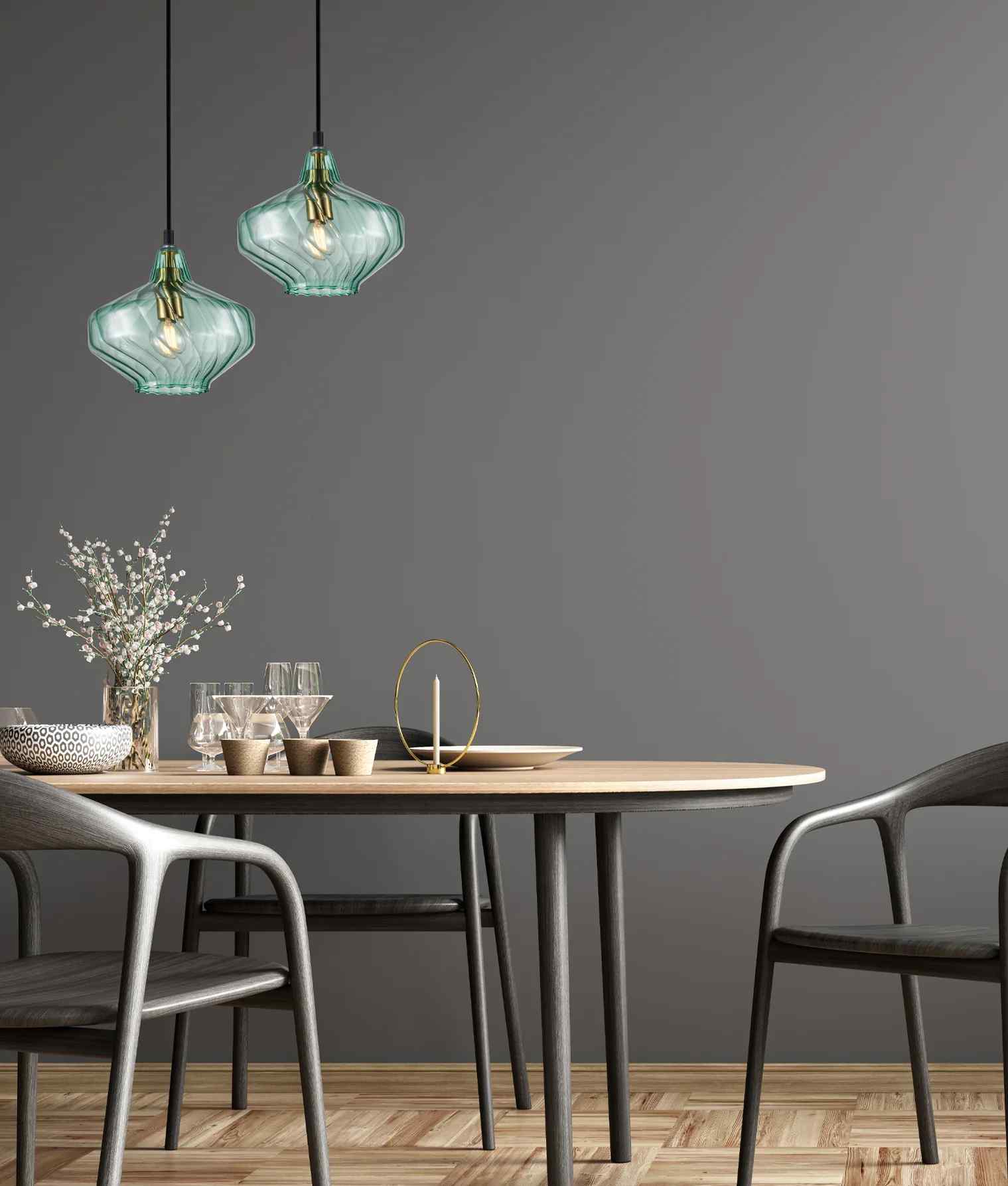 CLA CAMPANA: Interior Wine Glass Shape Ribbed Pendant Lights