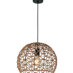 CLA CANAMO: Bohemian Interior Natural Hemp Rope & Black Hardware Dome Pendant Light