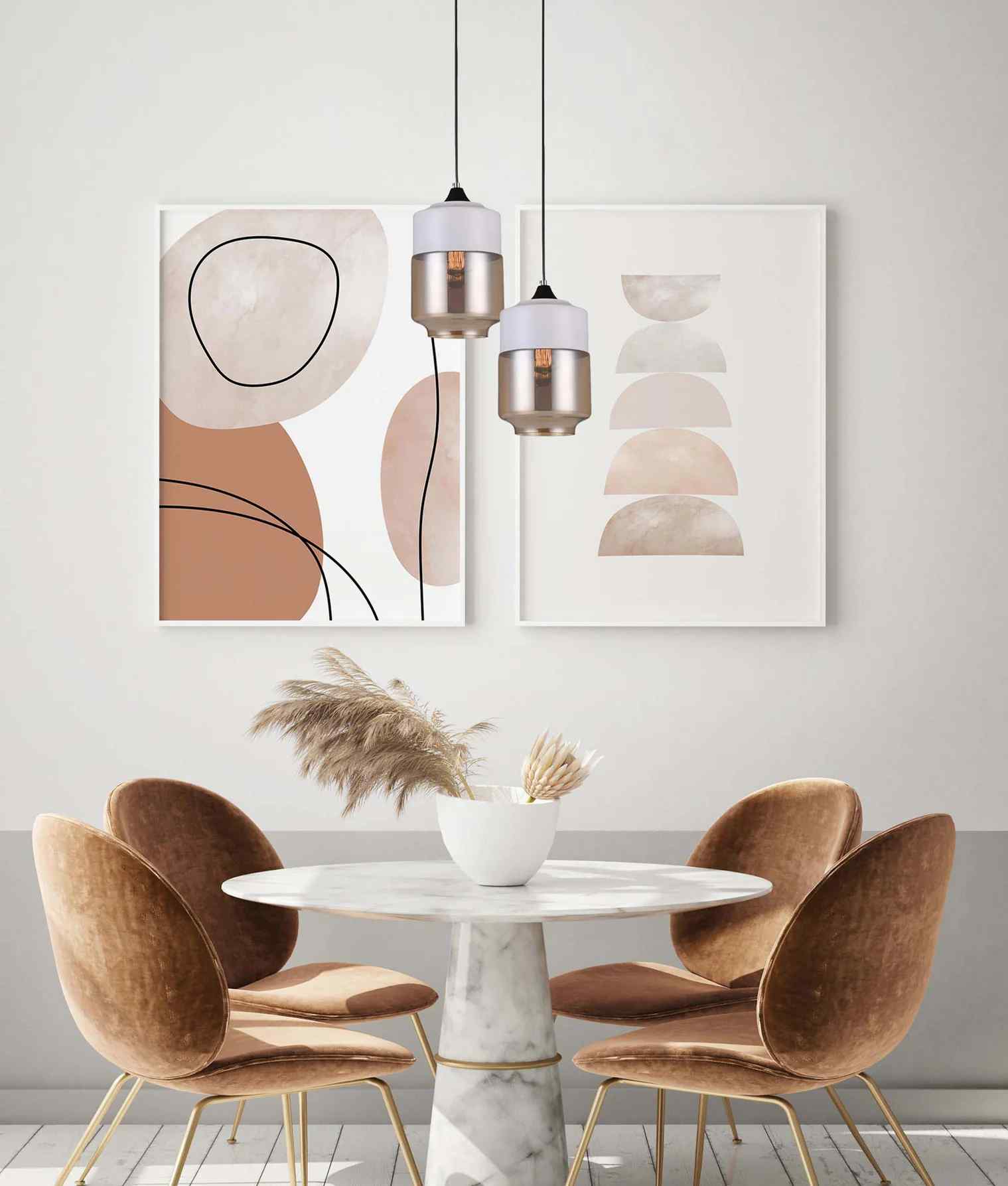 CLA CASA: White With Amber Jar Shape Pendant Light