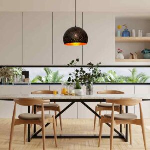 CLA CELESTE: Bohemian Rustic Embossed Dome Shape Pendant Light