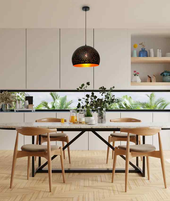 CLA CELESTE: Bohemian Rustic Embossed Dome Shape Pendant Light