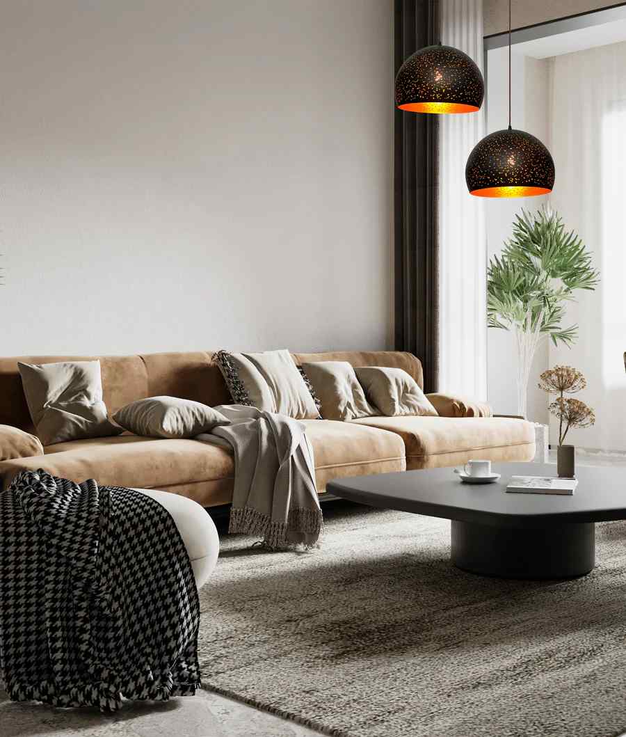 CLA CELESTE: Bohemian Rustic Embossed Dome Shape Pendant Light