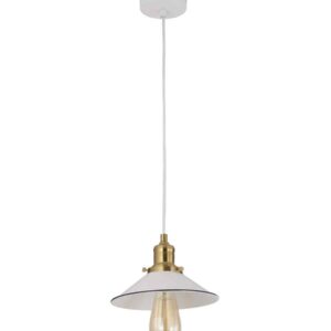 CLA CEREMA: Interior Small White with Antique Brass & Black Highlight Coolie Pendant Light