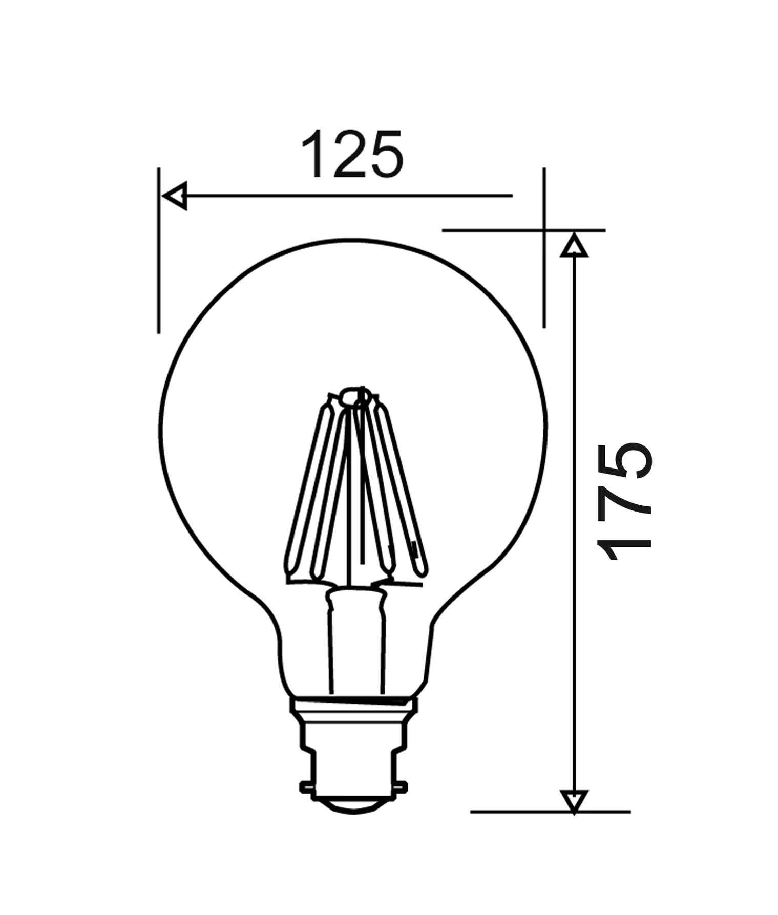CLA G125 LED Filament Dimmable Globes Clear Diffuser (8W) - Image 3