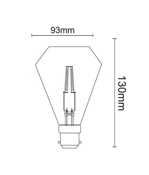 CLA Diamond Shape LED Filament Globe (3.5W) - Image 2