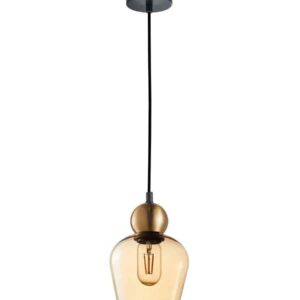 CLA CHAMPAN: Interior Bronze Amber / Smokey Black Glass Ellipse Pendant Lights