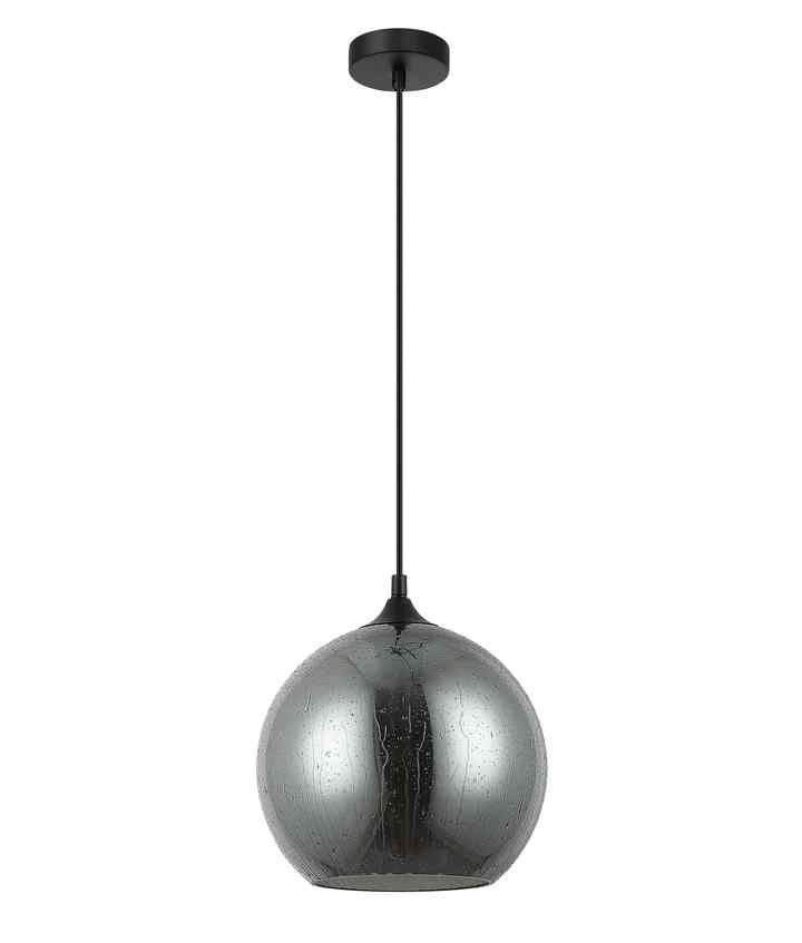 CLA CHUVA: Smokey Black Mirror Finish Glass with Rain Drop Effect Wine Glass Shape Pendant Light