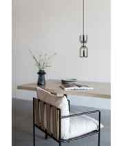 CLA CLESSIDRA: Interior Mirror Finish Smokey Black / Opal Glass Ellipse Pendant Lights