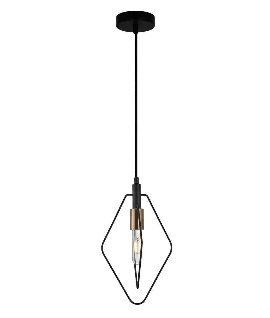 CLA CONTOUR: Interior Black Wire Diamond Shape Pendant Light