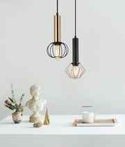 CLA CORAZON: Interior Antique Brass and Matte Black Round Cage Pendant Light - Image 2