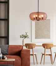 CLA CUAD: Interior Amber Flat Top Dome Glass Shade Pendant Light