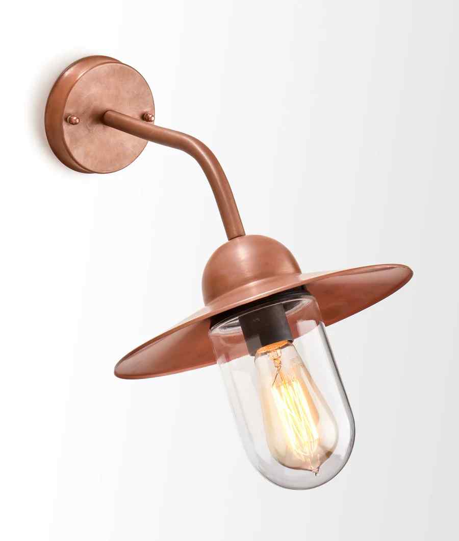 CLA DEKSEL: Matte Aged Copper Exterior Wall Lamp With Clear Glass IP54 - Image 2
