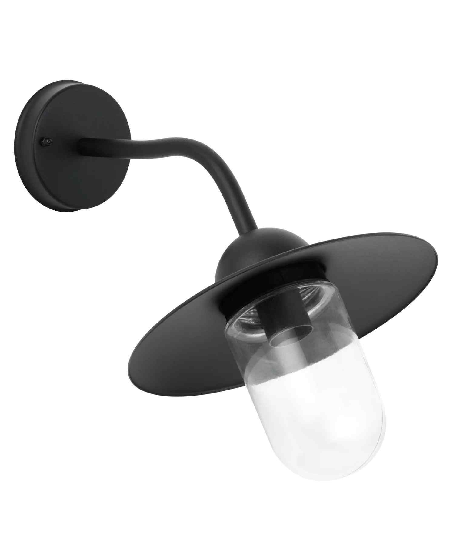 CLA DEKSEL: Industrial Matte Black Exterior Wall Light With Clear Glass IP54