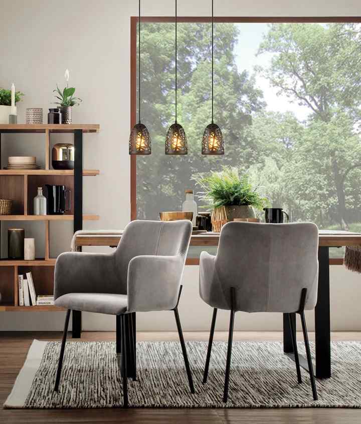CLA ESCAMA: Interior Iron Cage Ellipse Pendant Lights