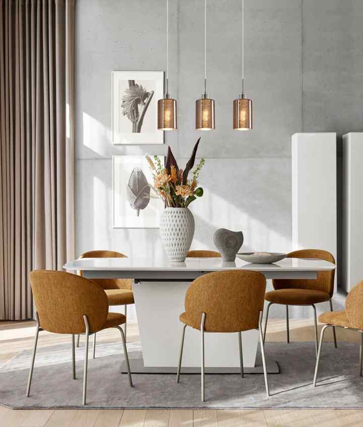 CLA ESPEJO2: Interior Iron & Rose Gold Oblong Glass with Line Effect Pendant Lights
