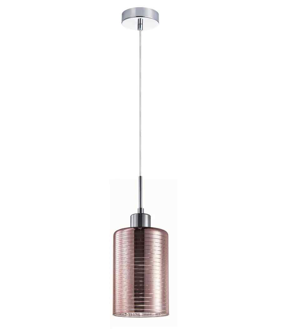 CLA ESPEJO2: Interior Iron & Rose Gold Oblong Glass with Line Effect Pendant Lights