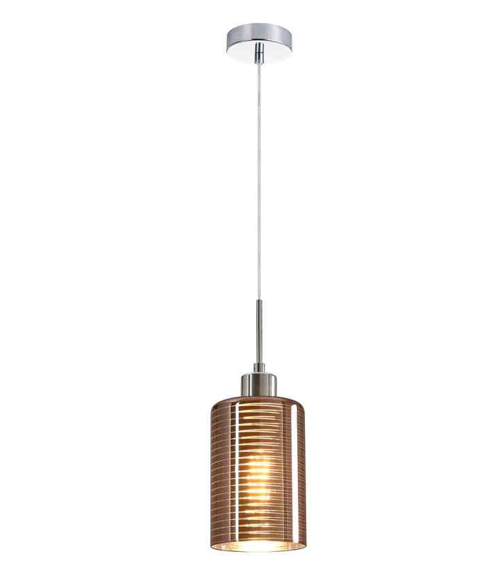 CLA ESPEJO2: Interior Iron & Rose Gold Oblong Glass with Line Effect Pendant Lights